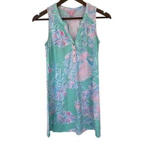Lilly Pulitzer Mint Green, Pink and Teal Sleeveless Dress - xxs